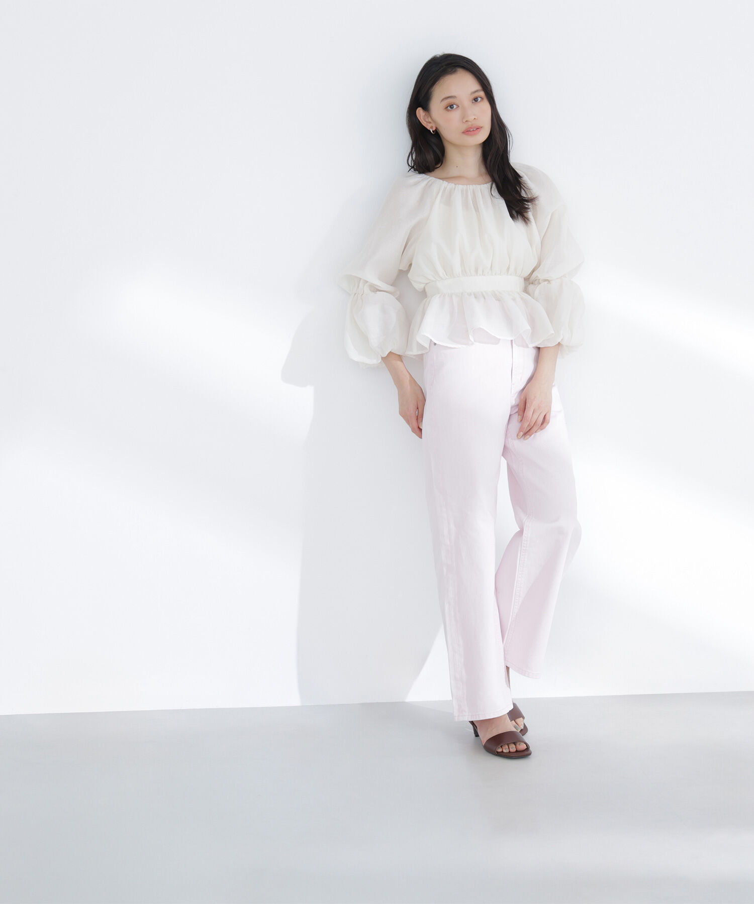  「ワイドストレートデニムパンツ」|その他|アイスピンク