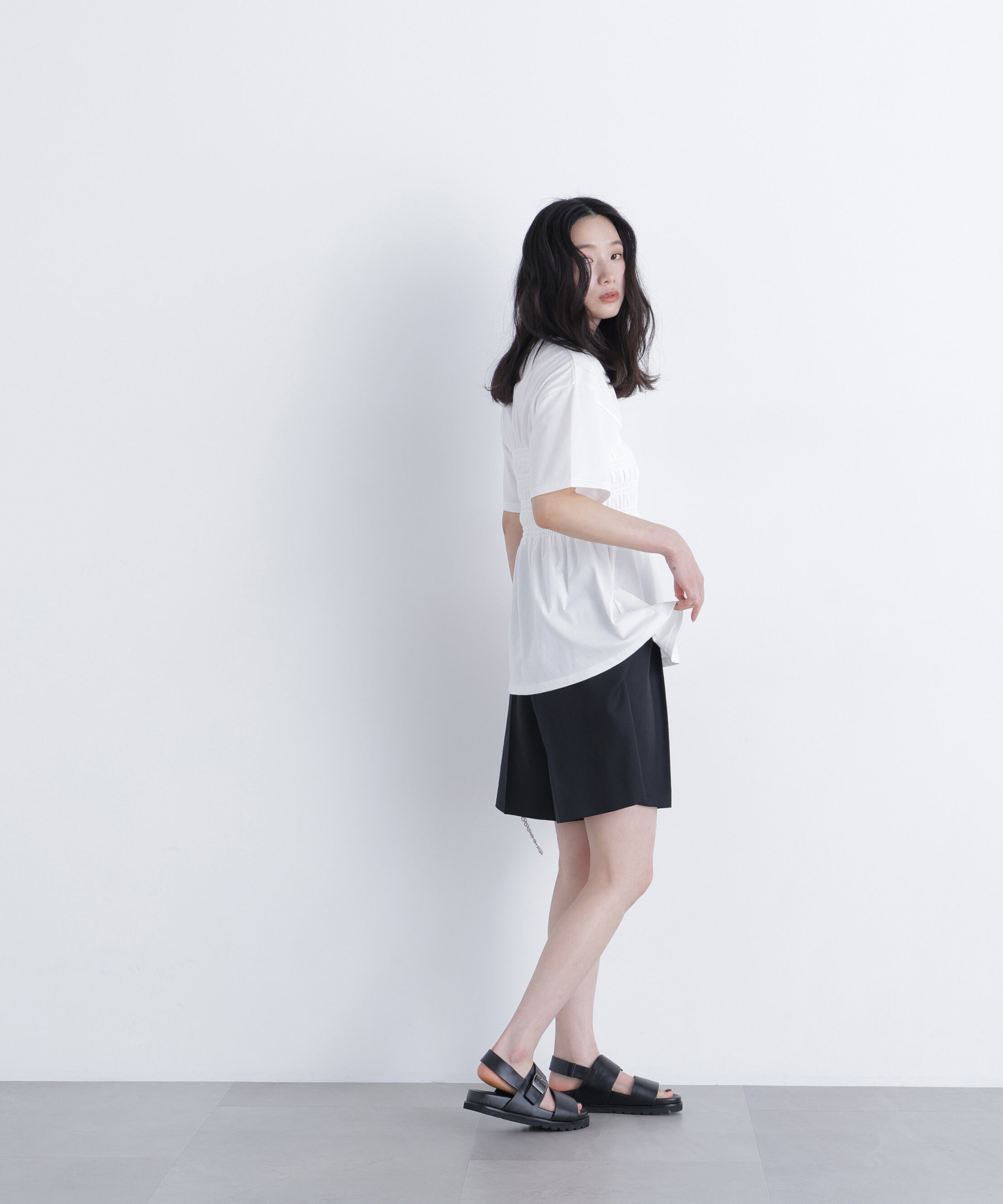  「シャーリングペプラムカットソー」|Tシャツ・カットソー|