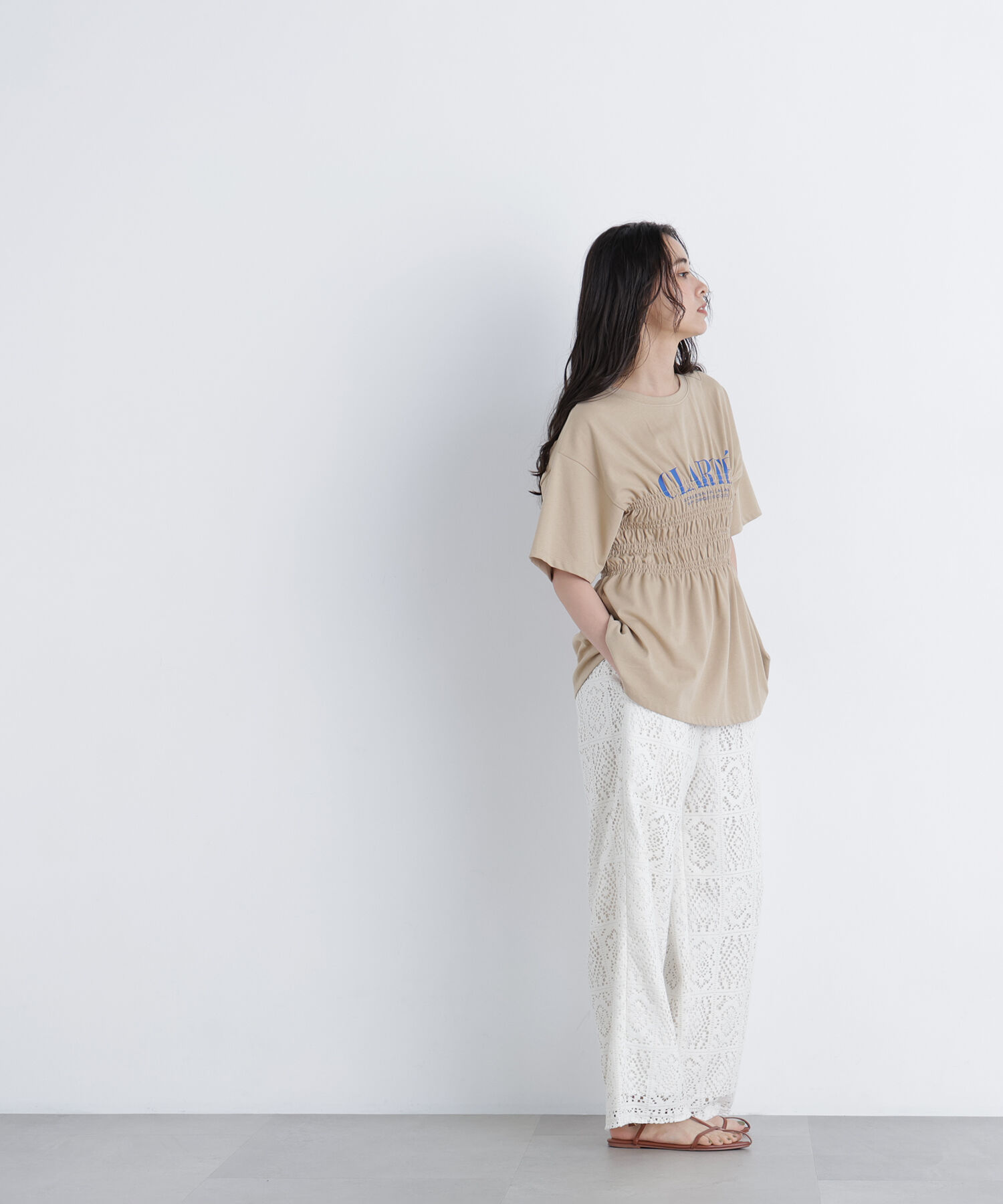  「シャーリングペプラムカットソー」|Tシャツ・カットソー|