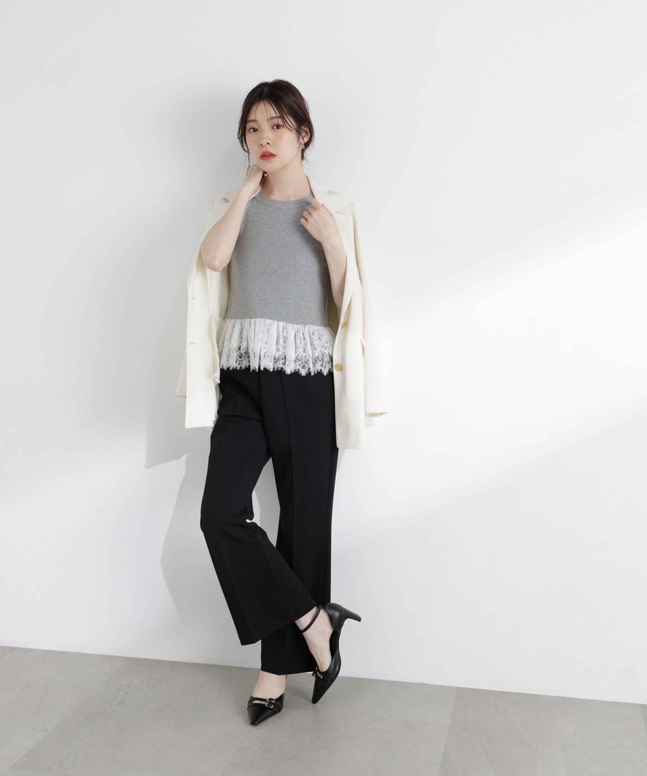 PROPORTION BODY DRESSING「〈a/mie〉レースペプラムタンク」|Tシャツ・カットソー|