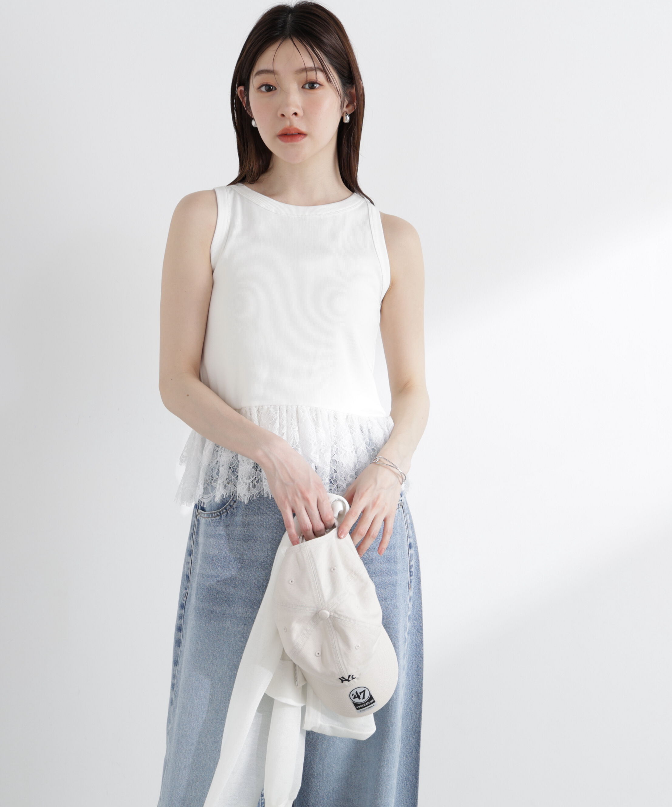 PROPORTION BODY DRESSING「〈a/mie〉レースペプラムタンク」|Tシャツ・カットソー|