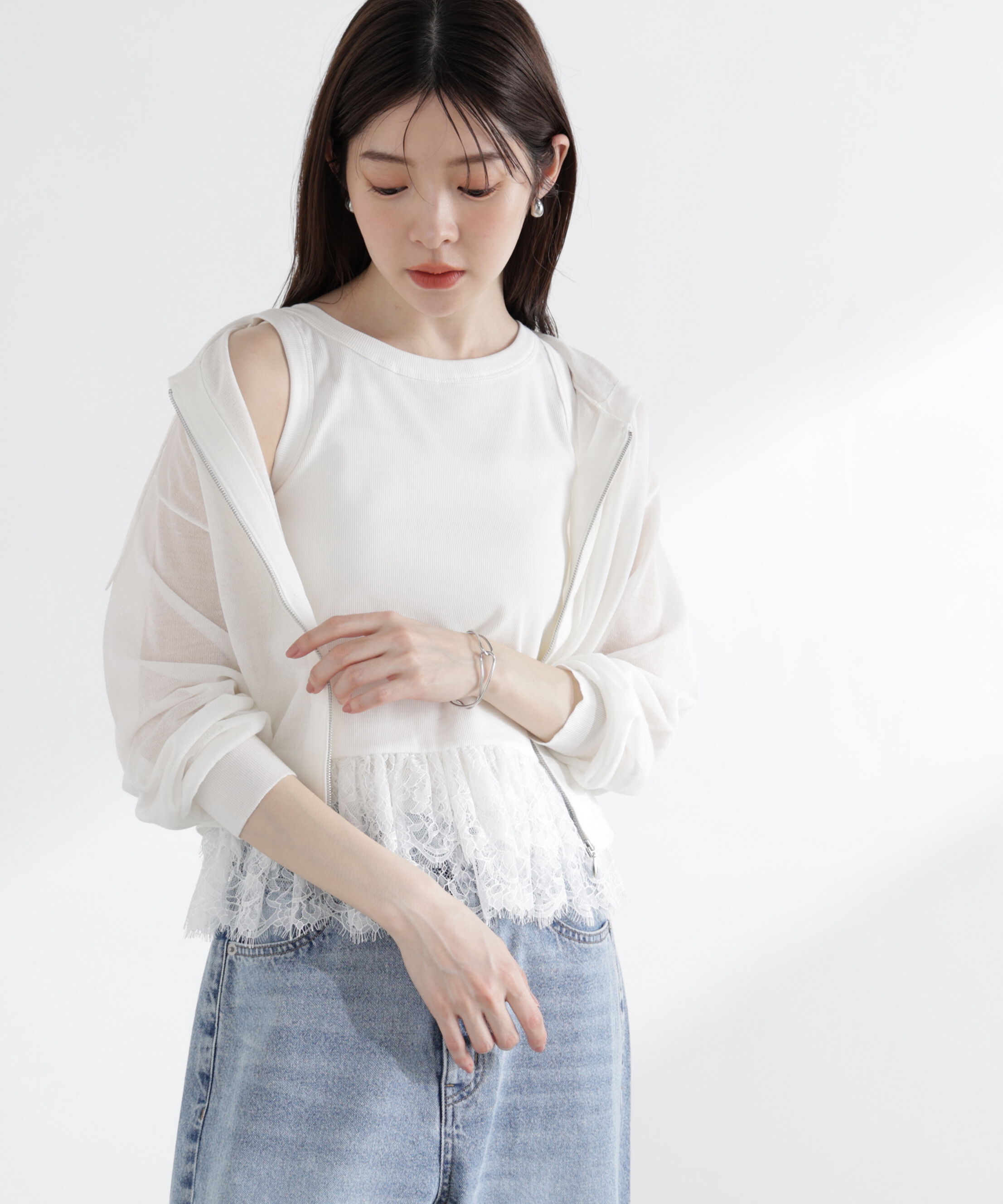 PROPORTION BODY DRESSING「〈a/mie〉レースペプラムタンク」|Tシャツ・カットソー|