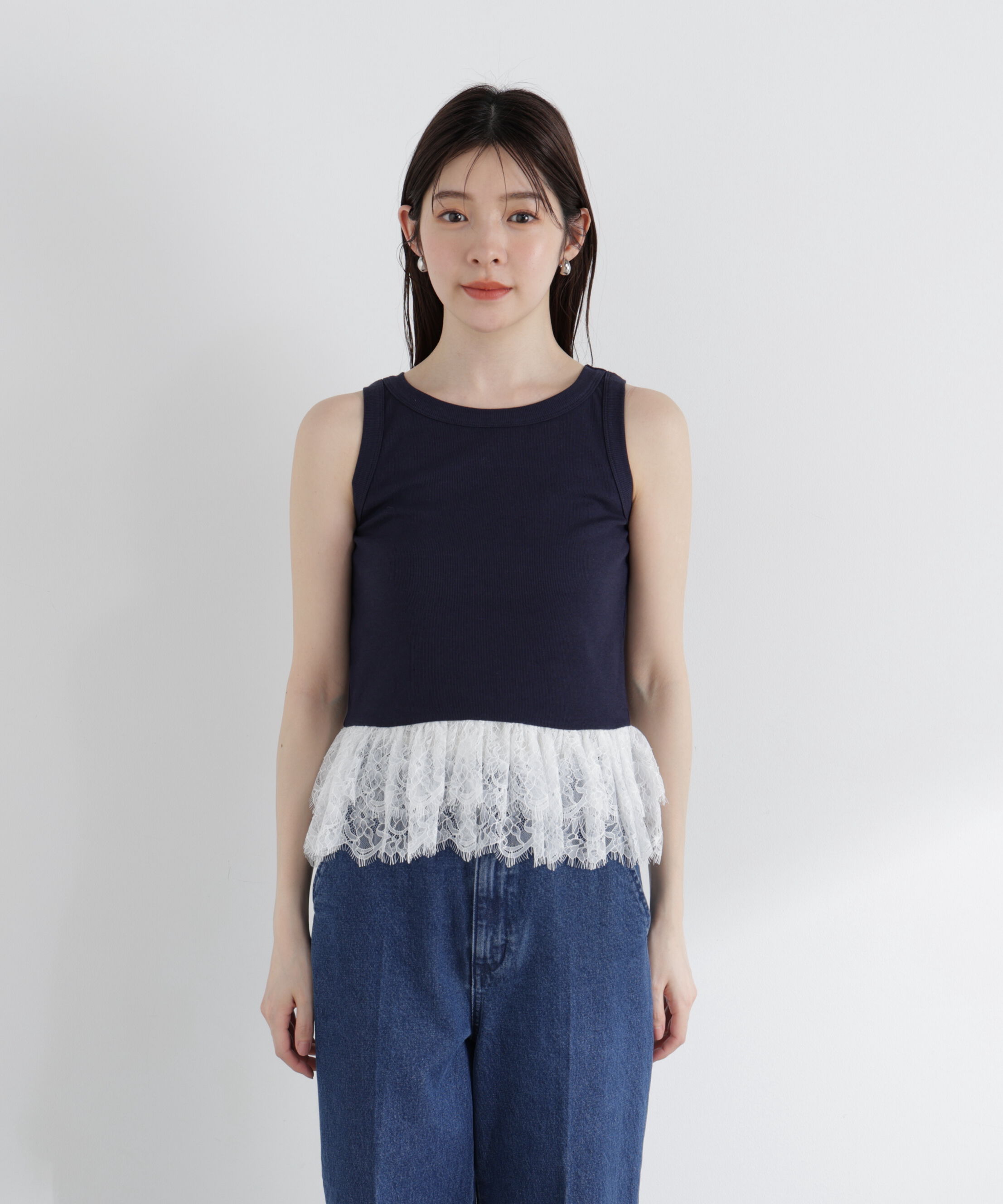 PROPORTION BODY DRESSING「〈a/mie〉レースペプラムタンク」|Tシャツ・カットソー|
