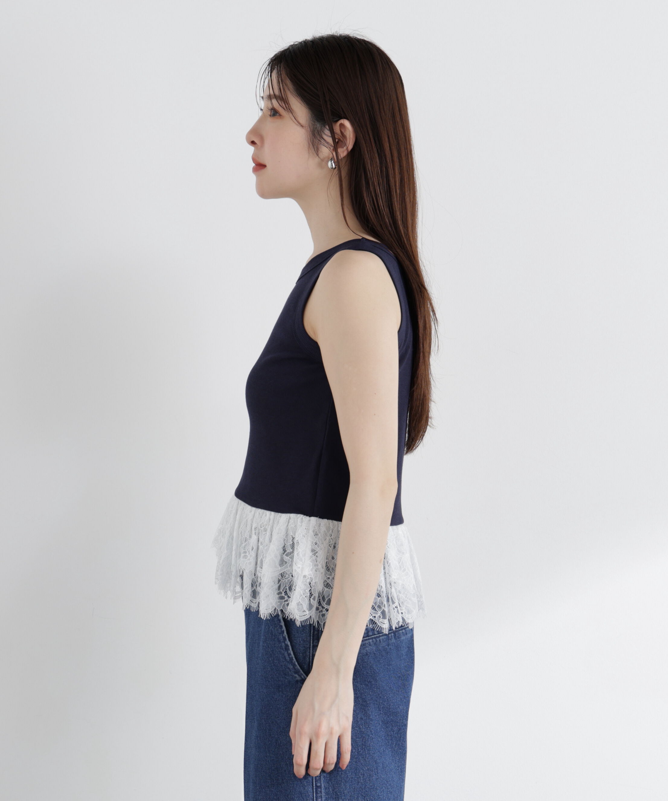 PROPORTION BODY DRESSING「〈a/mie〉レースペプラムタンク」|Tシャツ・カットソー|