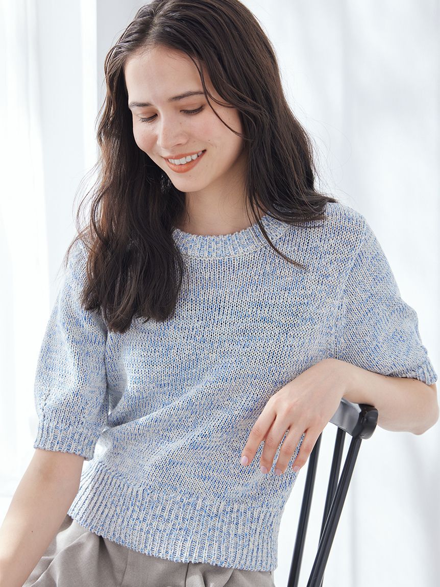Mila Owen「ミックスヤーンハーフスリーブニット」|ニット・セーター|