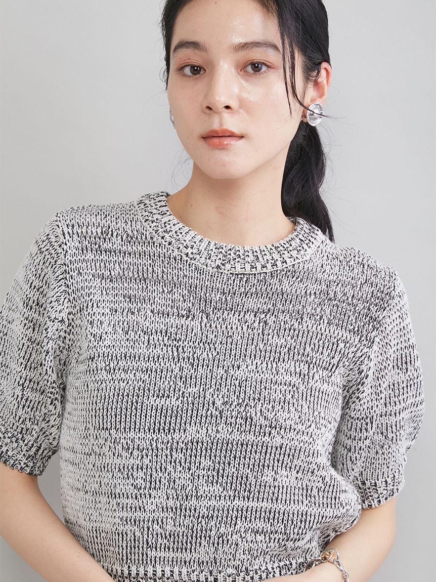 Mila Owen「ミックスヤーンハーフスリーブニット」|ニット・セーター|
