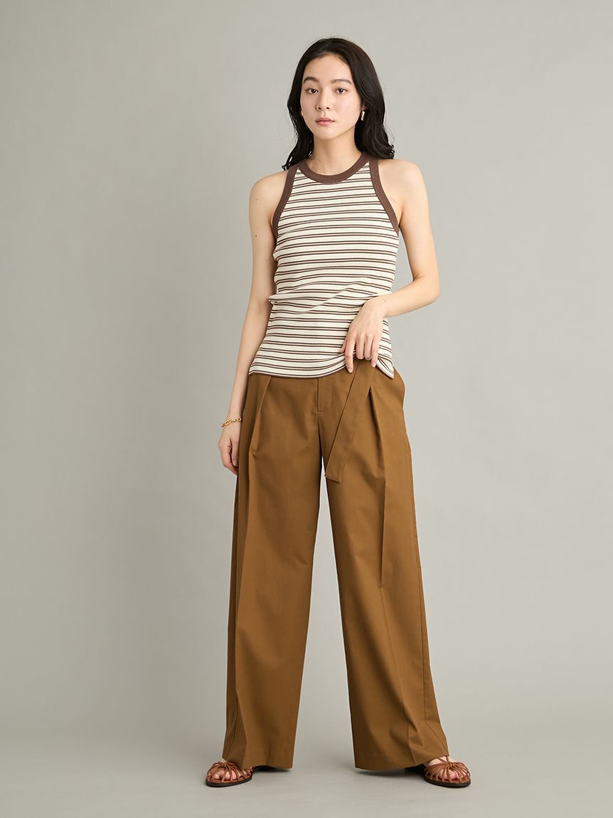Mila Owen「【MILA PANTS】【UVカット】マルチファンクションセミワイドタックパンツ」|チノ|