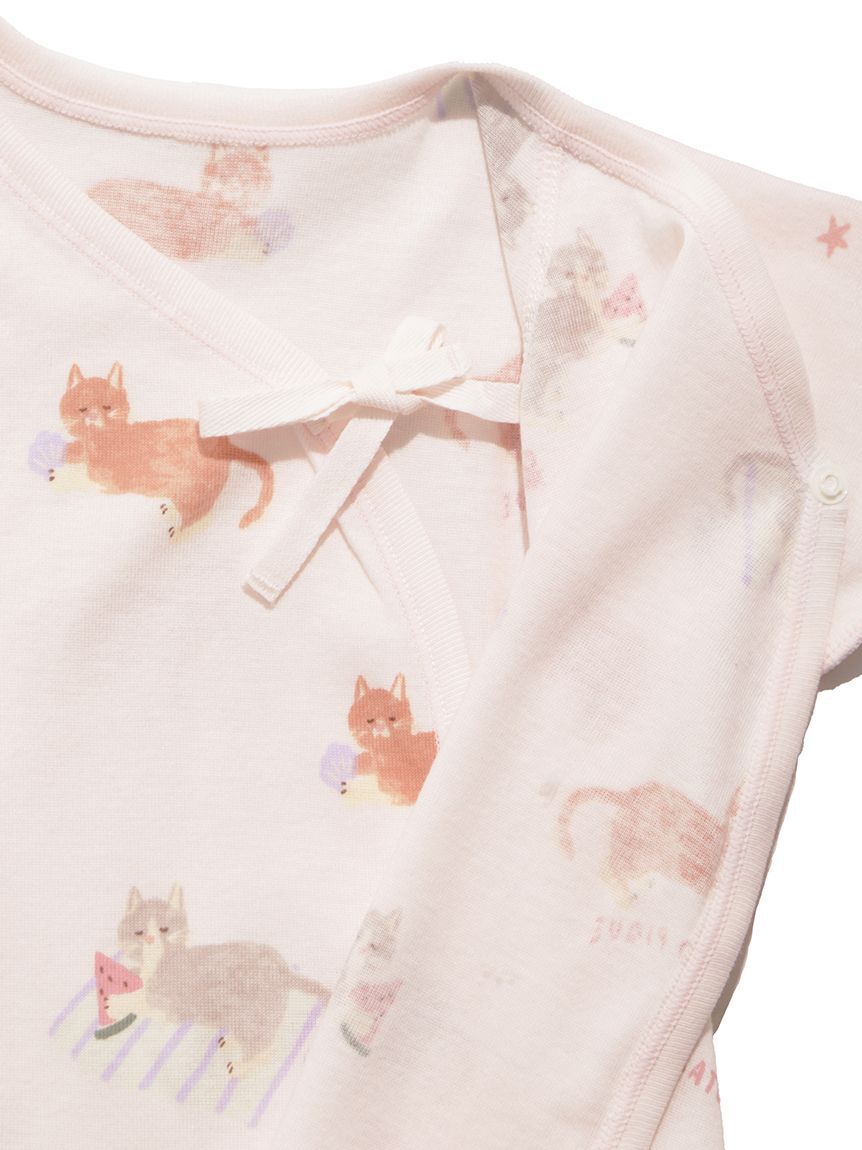 GELATO PIQUE KIDS & BABY「【新生児】シーサイドキャット柄コンビ肌着」|ロンパース|