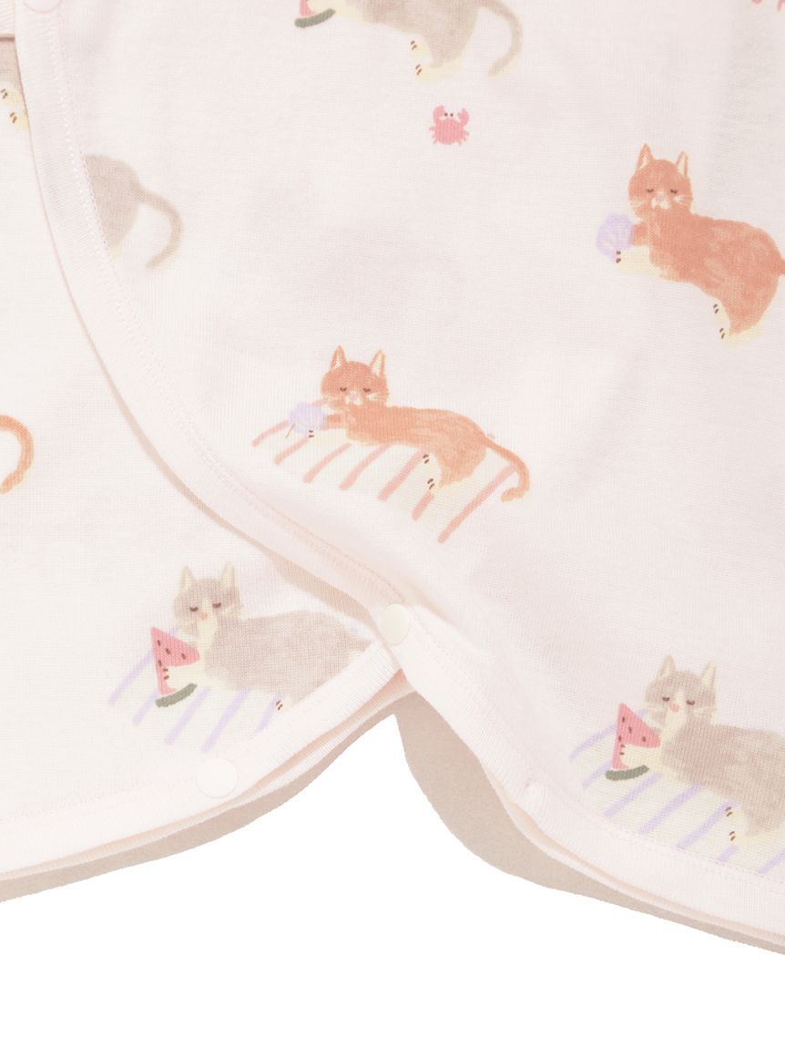 GELATO PIQUE KIDS & BABY「【新生児】シーサイドキャット柄コンビ肌着」|ロンパース|