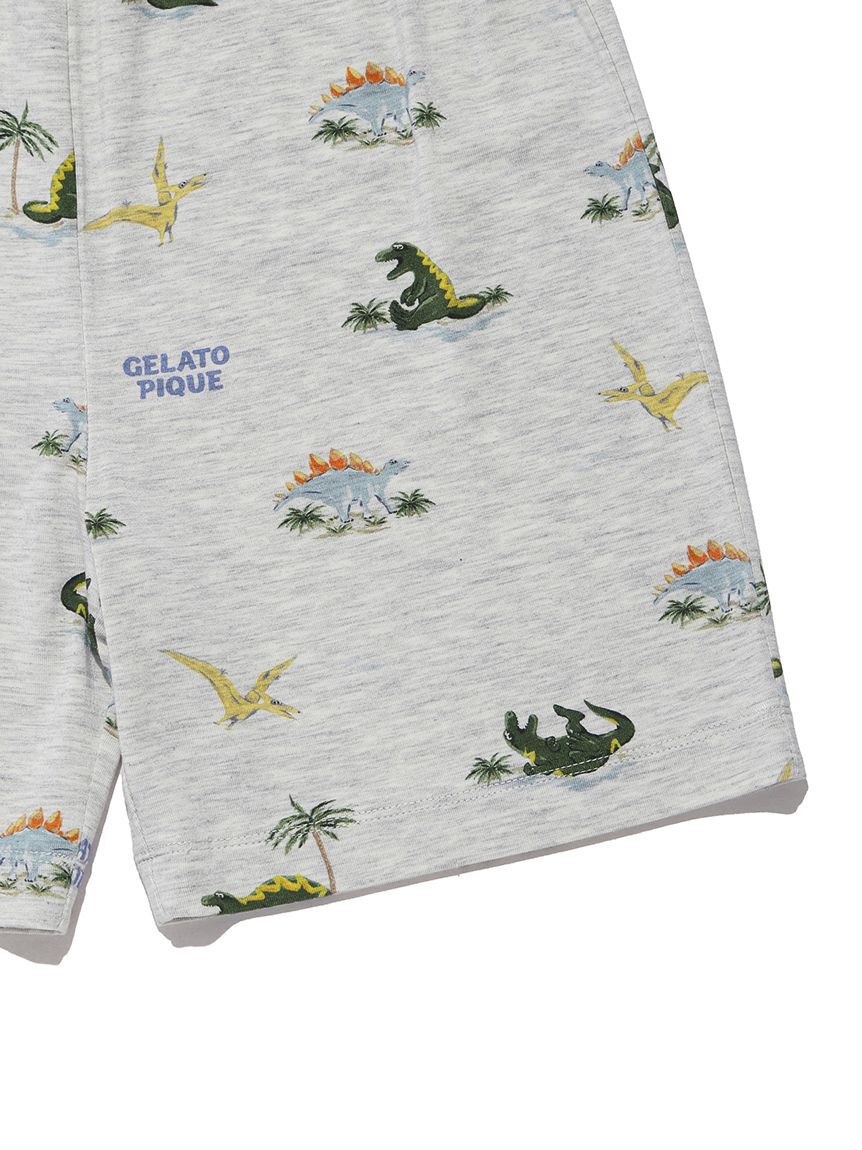 GELATO PIQUE KIDS & BABY「【JUNIOR】【接触冷感】スリーピングダイナソーTシャツ&柄ショートパンツセット」|ルームウェア|