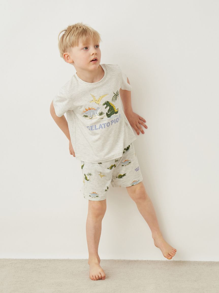 GELATO PIQUE KIDS & BABY「【KIDS】【接触冷感】スリーピングダイナソーワンポイントTシャツ」|ルームウェア|