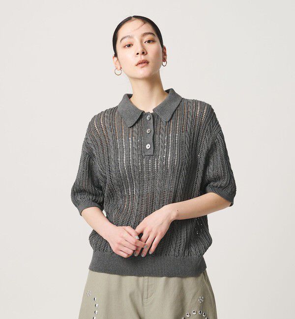 BEAUTY&YOUTH UNITED ARROWS「コットンメッシュ ケーブル ポロシャツ」|ニット・セーター|