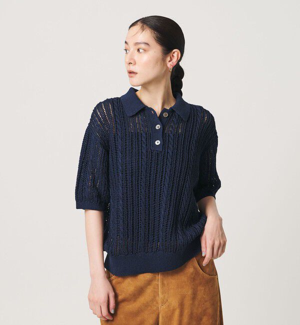 BEAUTY&YOUTH UNITED ARROWS「コットンメッシュ ケーブル ポロシャツ」|ニット・セーター|