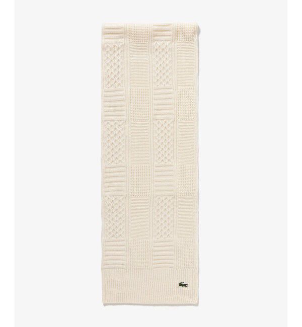 LACOSTE「アラン柄ブレンドウールニットマフラー」|マフラー|