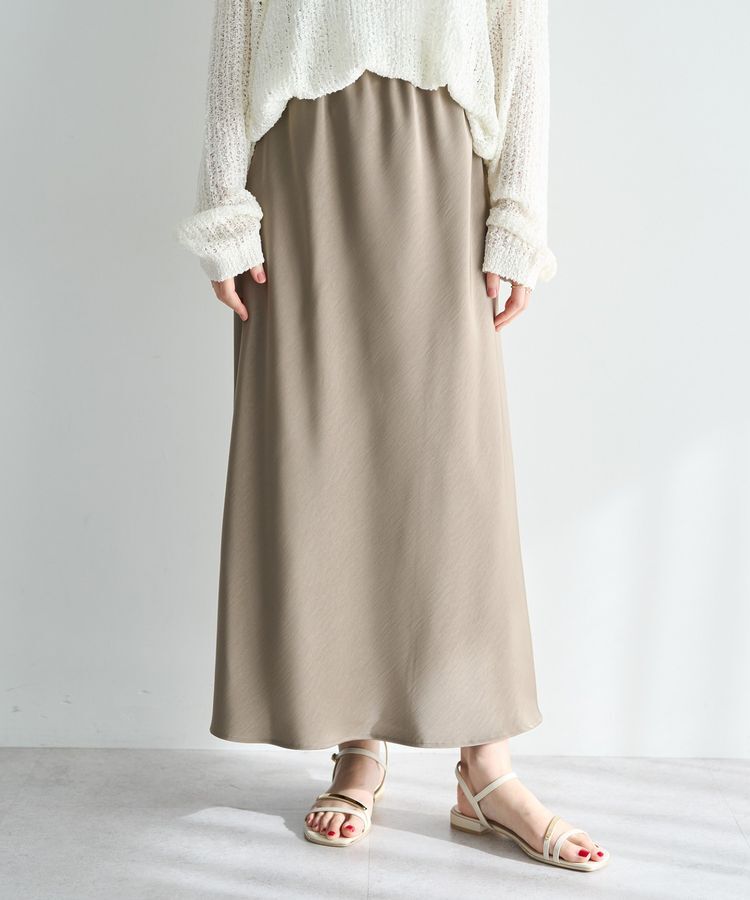 YECCA VECCA「サテンフレアスカート」|フレア|Beige