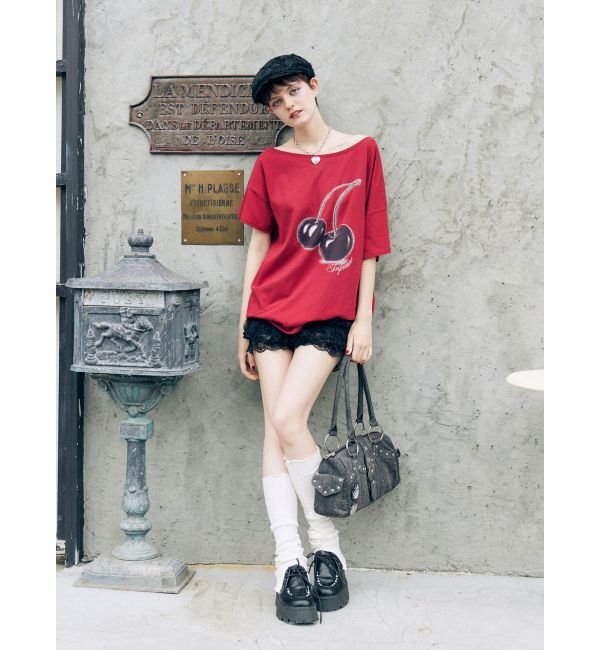 jouetie「チェリーワンショルルーズTシャツ」|Tシャツ・カットソー|
