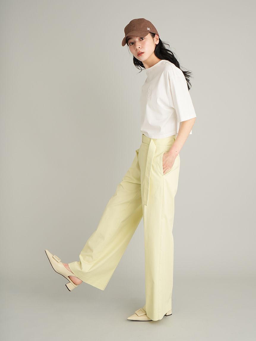 Mila Owen「【MILA PANTS】【UVカット】マルチファンクションセミワイドタックパンツ」|チノ|