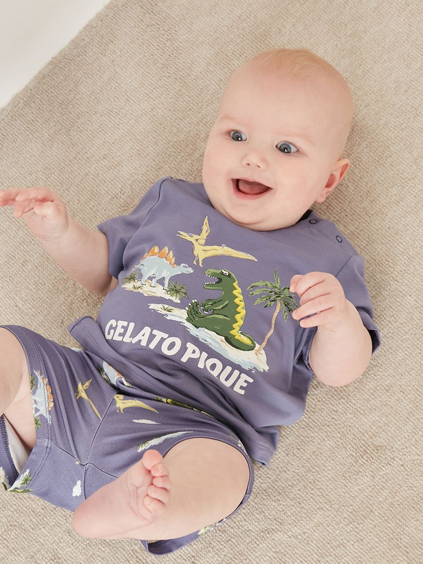 GELATO PIQUE KIDS & BABY「【BABY】【接触冷感】スリーピングダイナソーワンポイントTシャツ」|その他ベビーウェア|