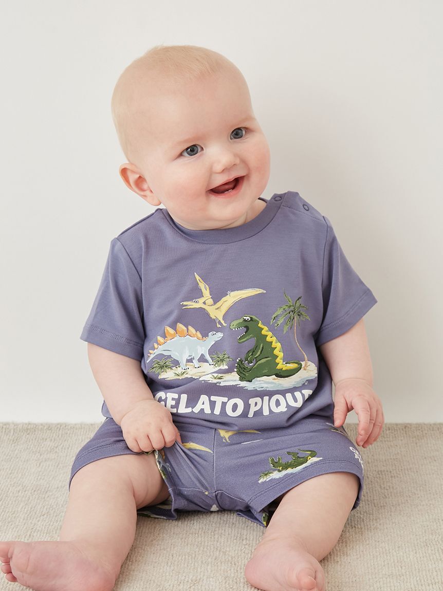 GELATO PIQUE KIDS & BABY「【BABY】【接触冷感】スリーピングダイナソーワンポイントTシャツ」|その他ベビーウェア|NVY