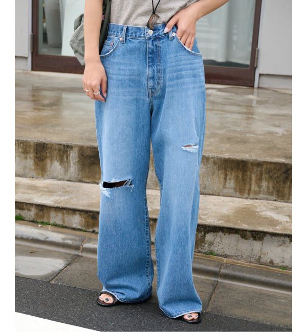 OUTDOOR PRODUCTS Usual Things「ULTデニムハイライズルーズスラッシュ5PKT」|デニム|