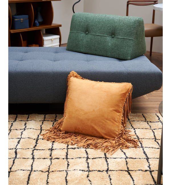 journal standard Furniture「SUEDE FRINGE CUSHION　クッションカバー45cm」|クッション・クッションカバー|オレンジ