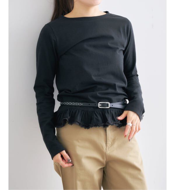 U by SPICK&SPAN「フリルミディカットトップス」|Tシャツ・カットソー|ブラック