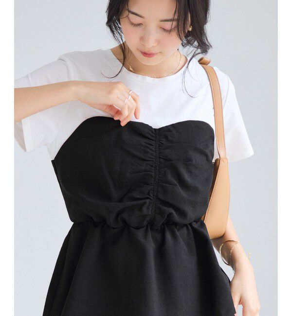 VIS「【WEB限定】美easyリネンライクシャーリングビスチェドッキングトップス/イージーケア・接触冷感」|Tシャツ・カットソー|