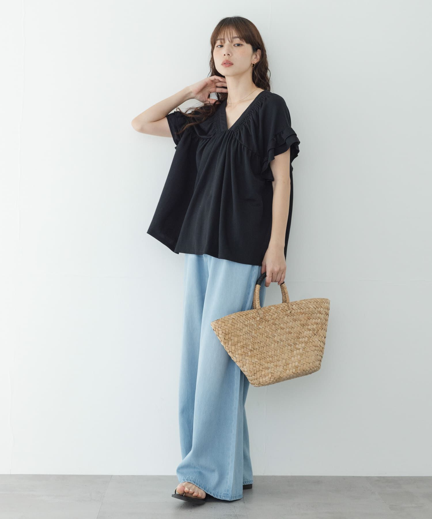 Sonny Label 「シャーリングフリルスリーブプルオーバー」|Tシャツ・カットソー|