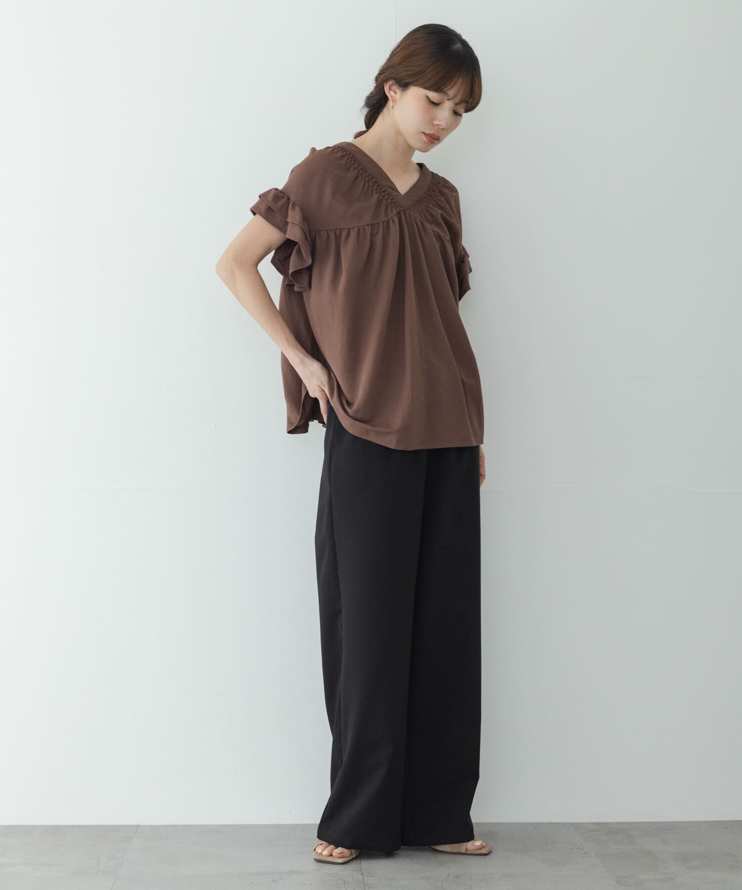 Sonny Label 「シャーリングフリルスリーブプルオーバー」|Tシャツ・カットソー|