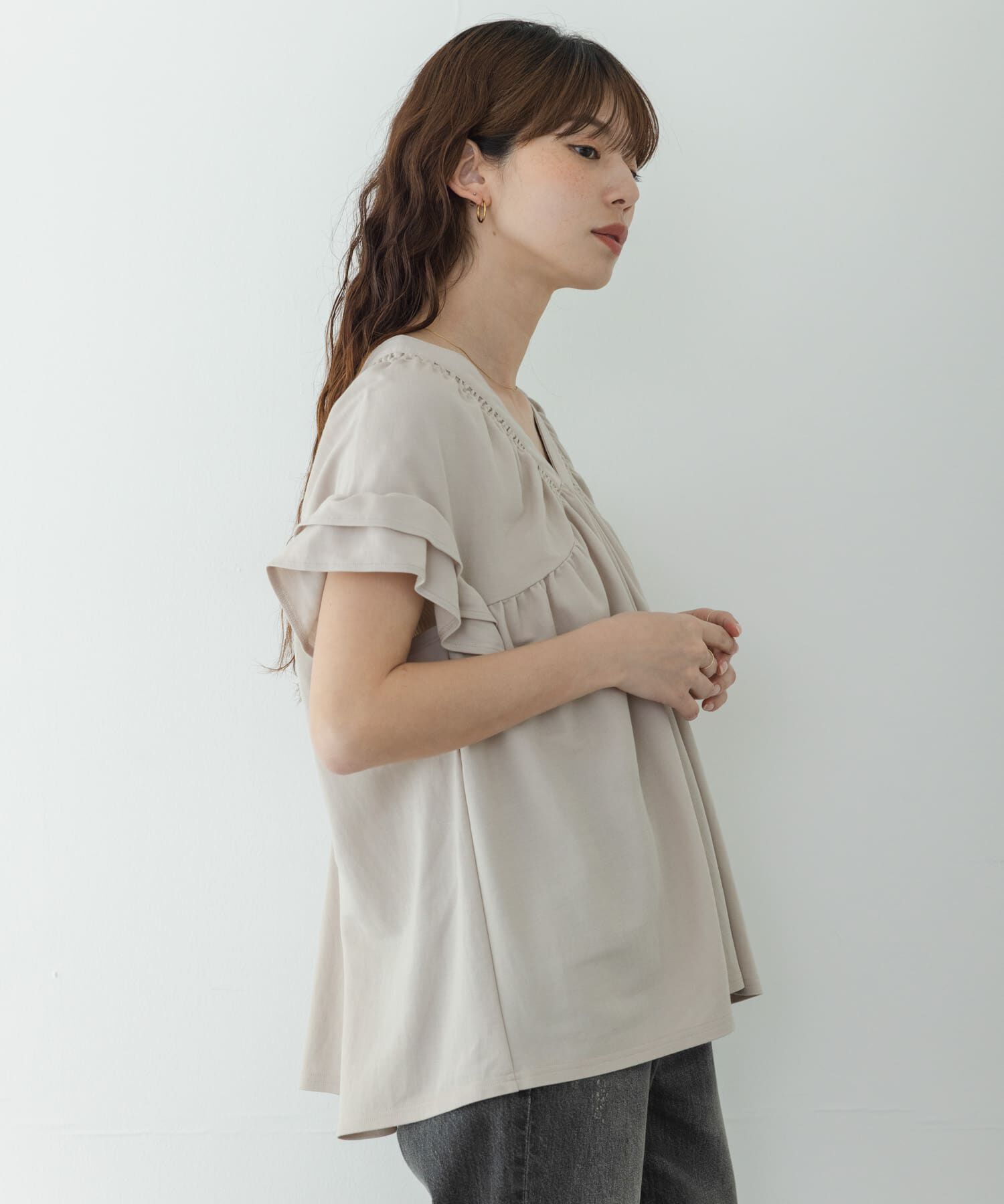 Sonny Label 「シャーリングフリルスリーブプルオーバー」|Tシャツ・カットソー|