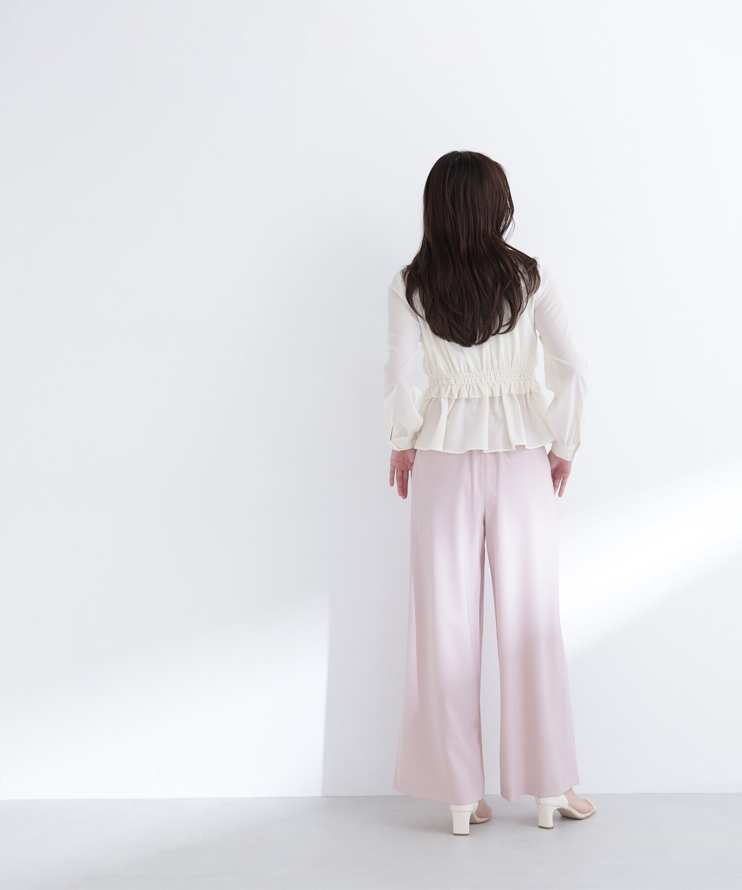  「フロントリボンペプラム楊柳ブラウス」|シャツ・ブラウス|