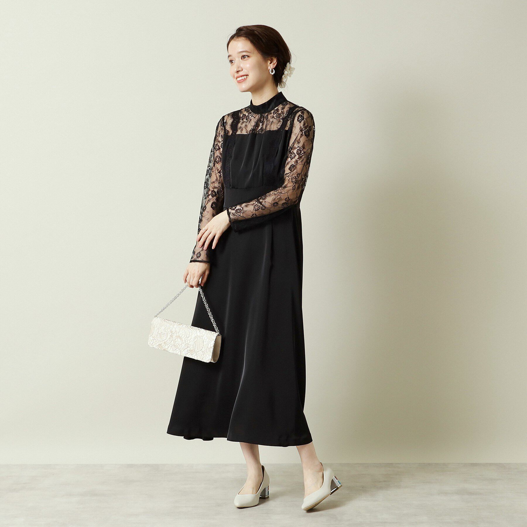 ITS&rsquo;DEMO「【結婚式・パーティに】サテン&times;レースワンピース＜ドレスコレクション＞」|ワンピース|