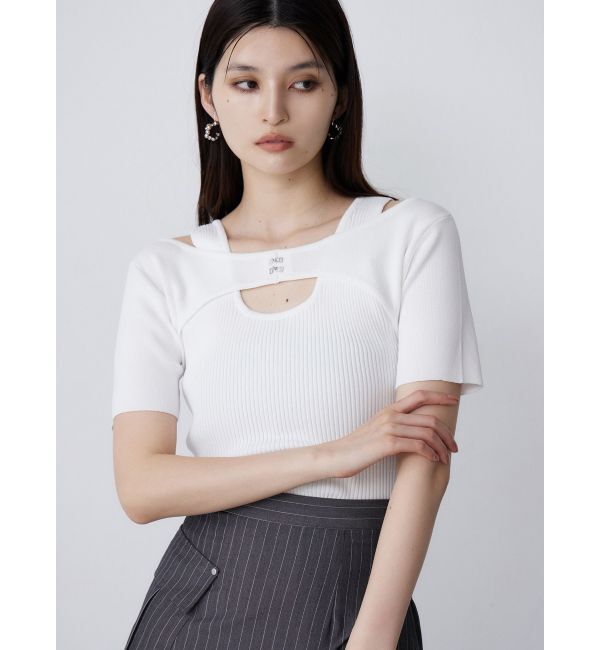 MURUA「フロントホックレイヤードハーフニット」|ニット・セーター|ホワイト