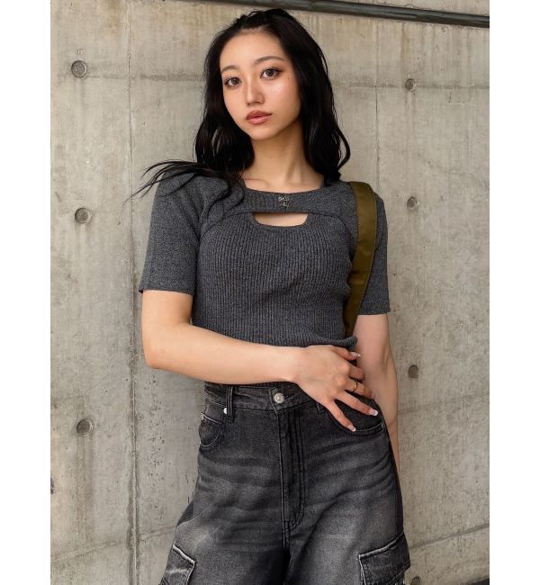 MURUA「フロントホックレイヤードハーフニット」|ニット・セーター|