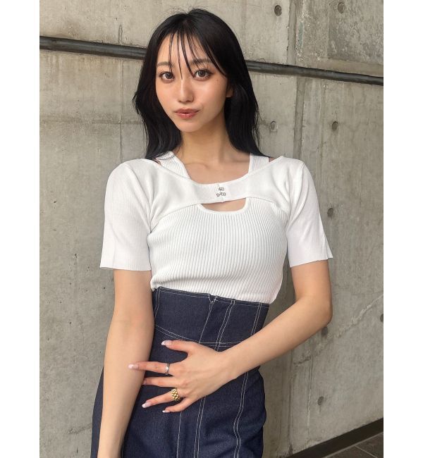 MURUA「フロントホックレイヤードハーフニット」|ニット・セーター|