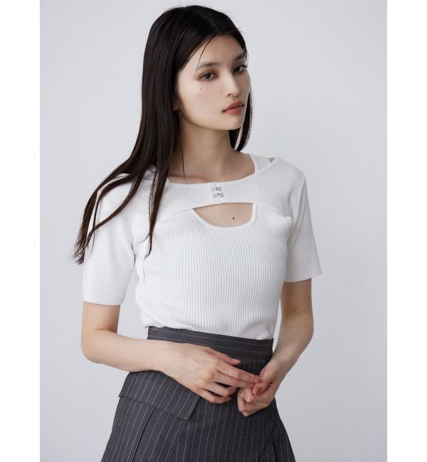 MURUA「フロントホックレイヤードハーフニット」|ニット・セーター|