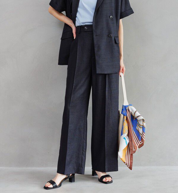 UNITED ARROWS green label relaxing「［size SHORT/TALLあり］ライト リネンライク ストレート パンツ UVカット 通気性」|スラックス|NAVY