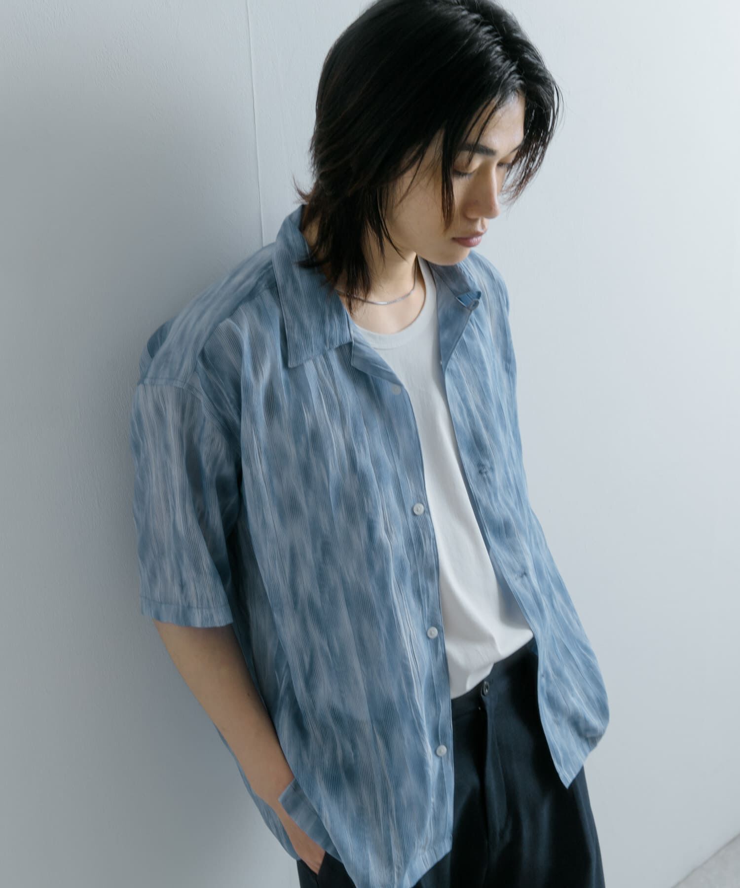 SENSE OF PLACE by URBAN RESEARCH「マーブルプリントオープンカラーシャツ」|シャツ・ブラウス|