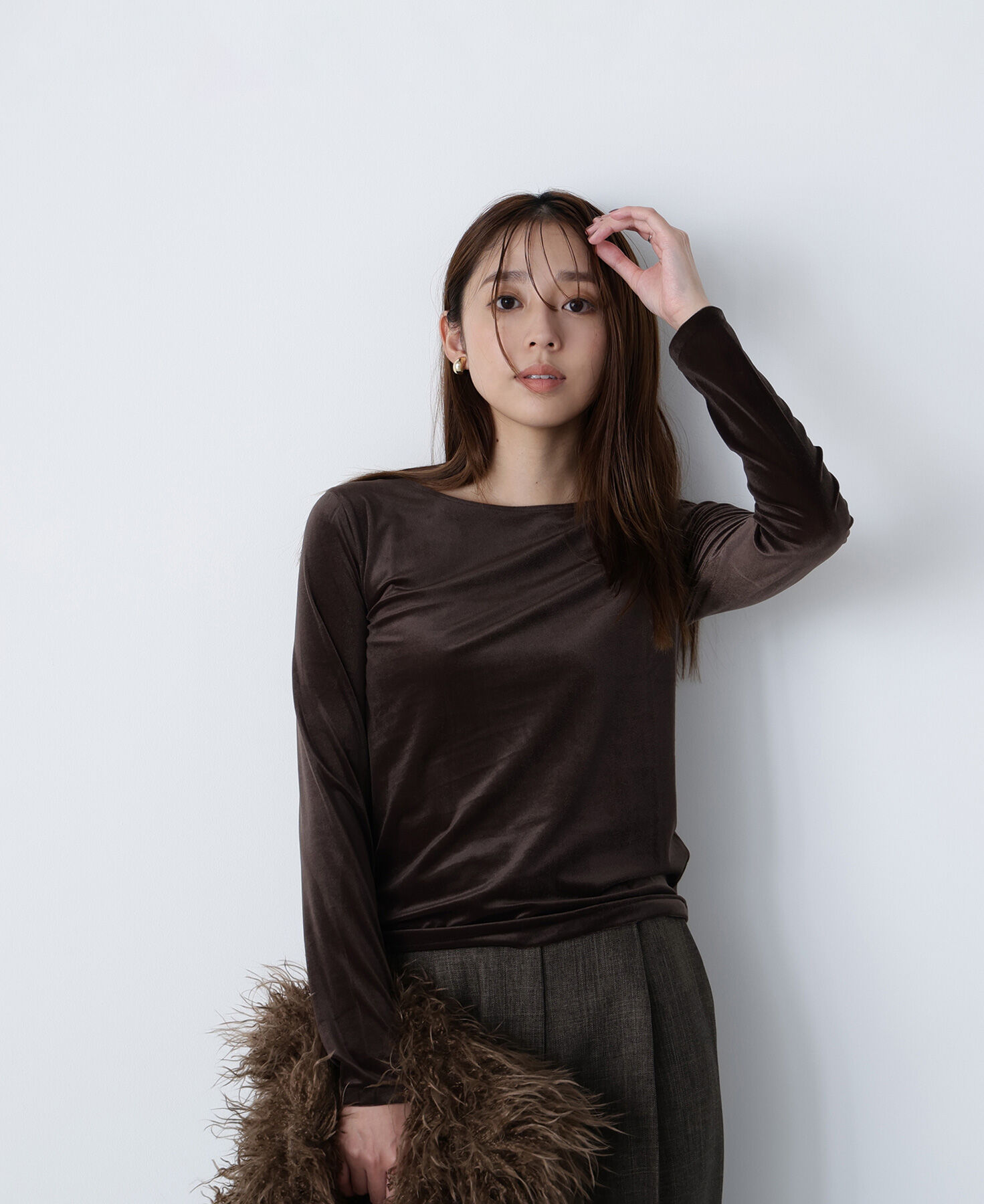  「ベロアボートネックカットソー」|Tシャツ・カットソー|
