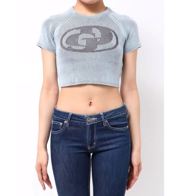 GYDA「GD two color schemeハーフスリーブニットトップス」|ニット・セーター|