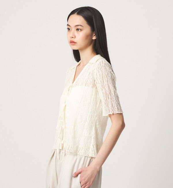 EMMEL REFINES「＜EMMEL REFINES＞カットレース リボン トップス」|Tシャツ・カットソー|