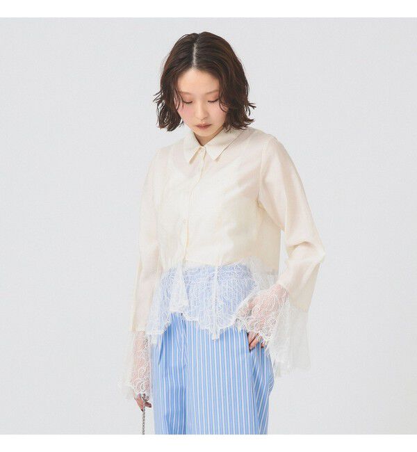 Ray BEAMS 「レース キリカエ フレア スリーブ シャツ」|シャツ・ブラウス|