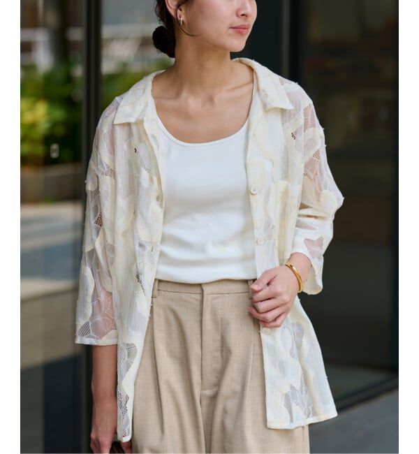FRAMeWORK「≪追加予約≫ESTHE OVERSIZED SHEER LACE シャツ」|シャツ・ブラウス|