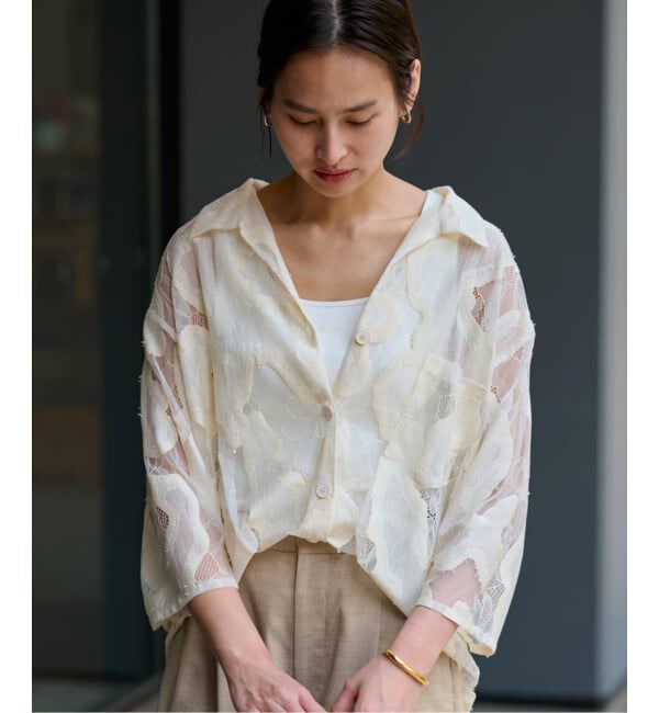 FRAMeWORK「≪追加予約≫ESTHE OVERSIZED SHEER LACE シャツ」|シャツ・ブラウス|