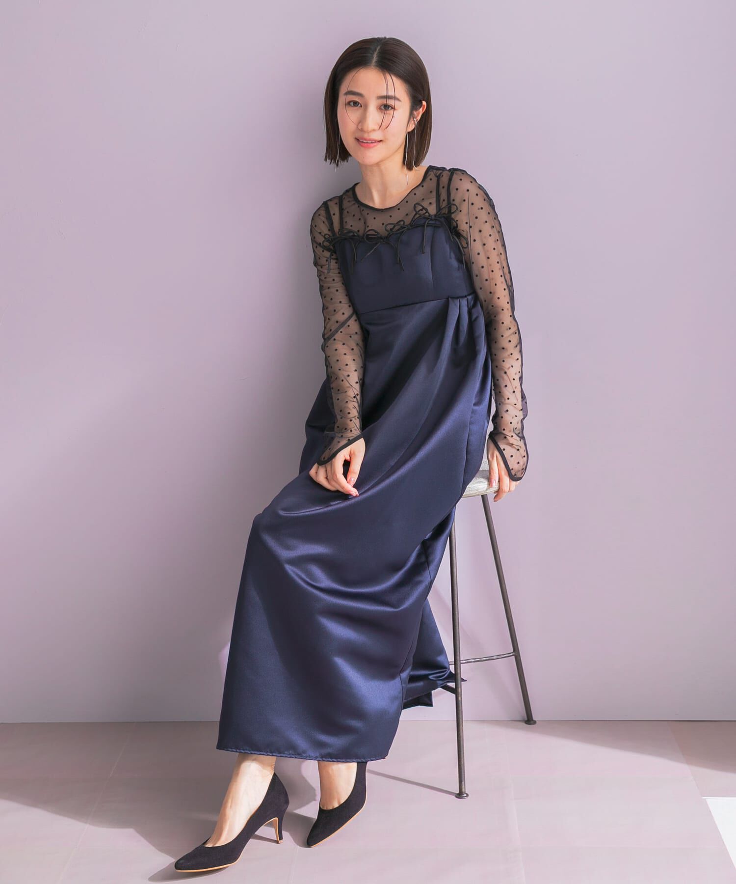 URBAN RESEARCH ROSSO「ANDRESD　RIBBONS DRESS&times;SHEER TOPS」|ワンピース|