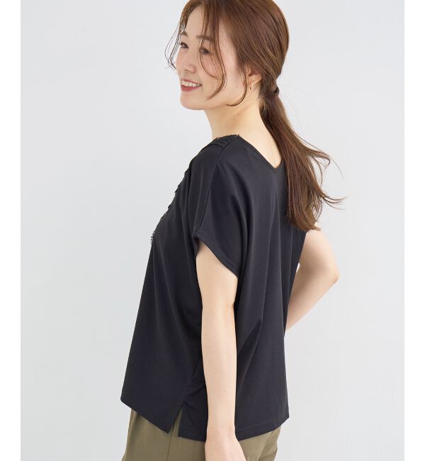  「フロントレースVネックカットソー」|Tシャツ・カットソー|