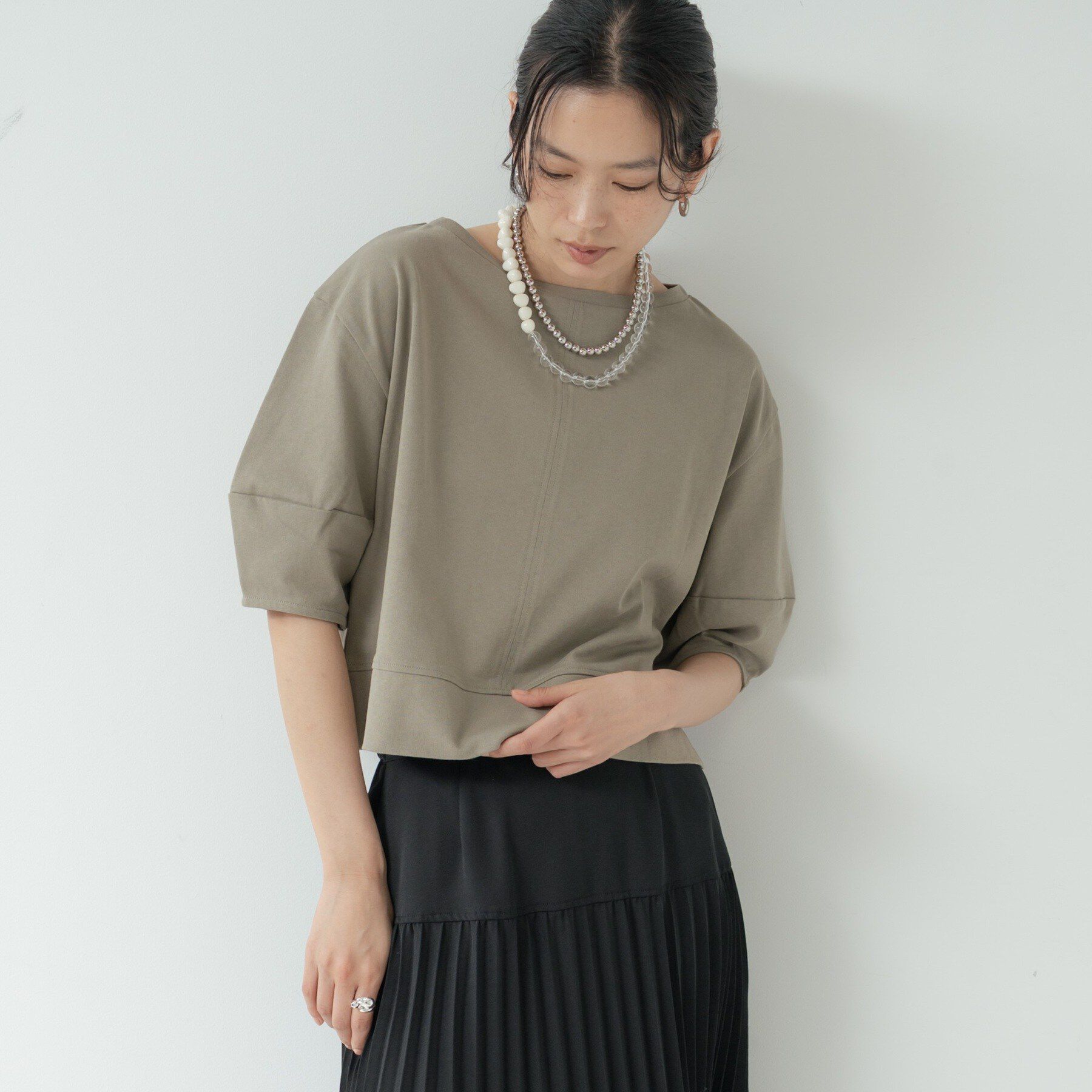 GALLEST「ハーフスリーブフォルムカットソー【マシンウォッシュ／接触冷感】」|Tシャツ・カットソー|