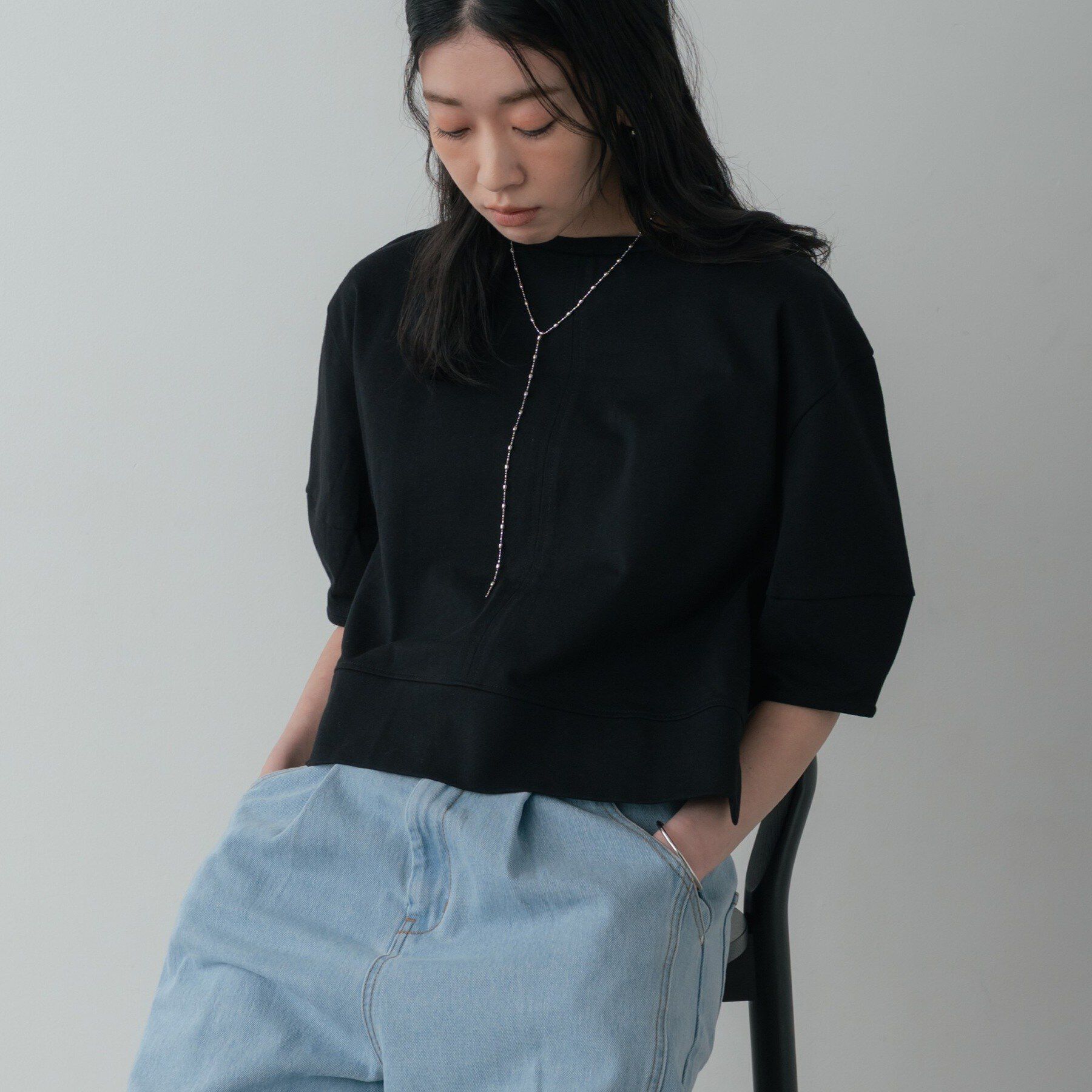 GALLEST「ハーフスリーブフォルムカットソー【マシンウォッシュ／接触冷感】」|Tシャツ・カットソー|ブラック(019)