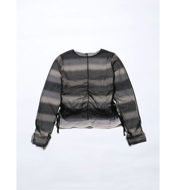 EMODA「【VEQUM】STRING GATHER SHEER TOP」|Tシャツ・カットソー|ブラック