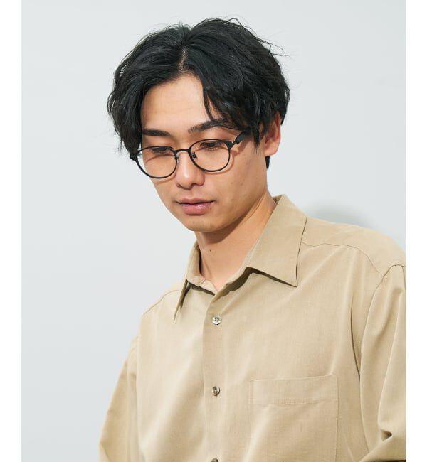  「 ボストン型 メガネ | レザー調、ラバーテンプル Zoff  レンズ交換券付 レンズ交換券付」|メガネ|